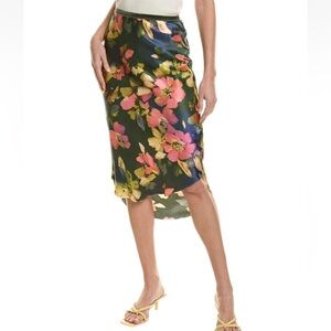 Go by Go Silk Floral Tahitain Print High-Low Silk Skirt